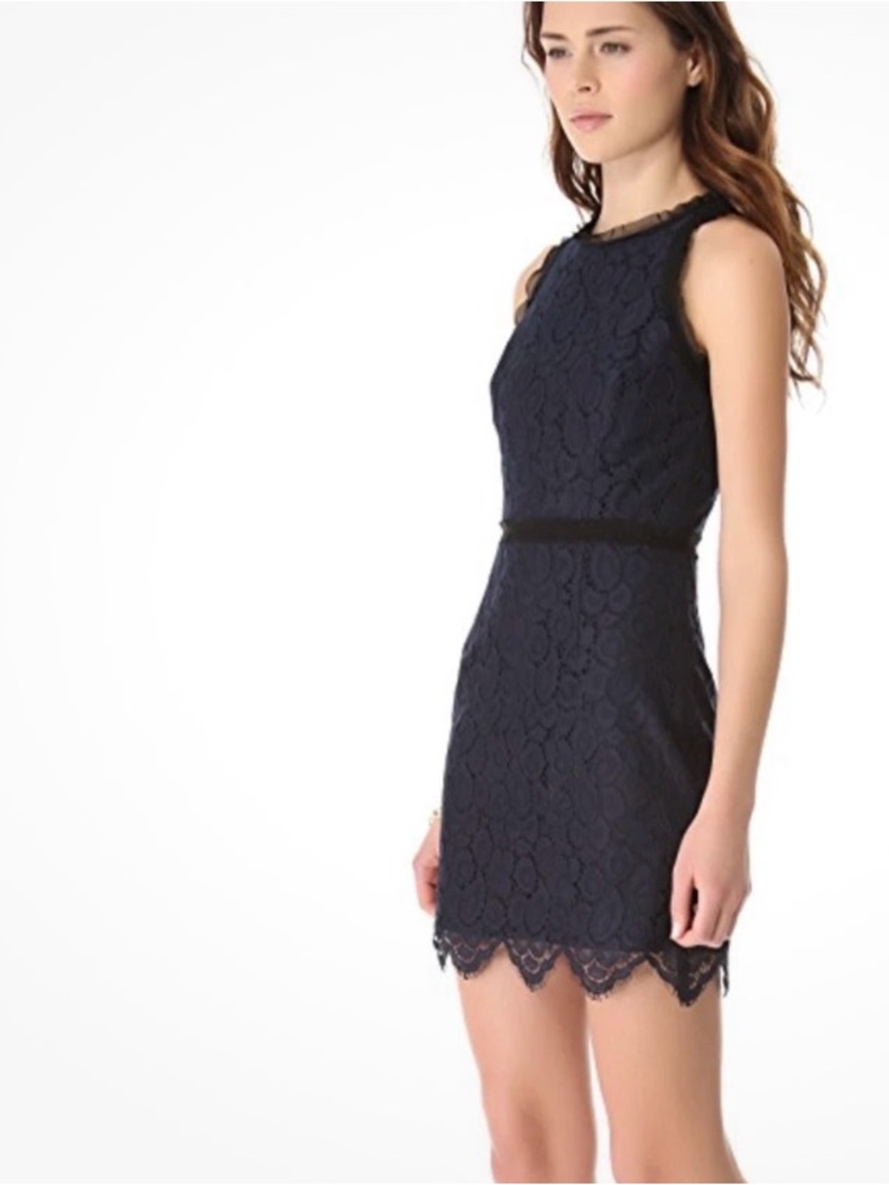 $396 Milly Navy Lace Sleeveless Mini Dress